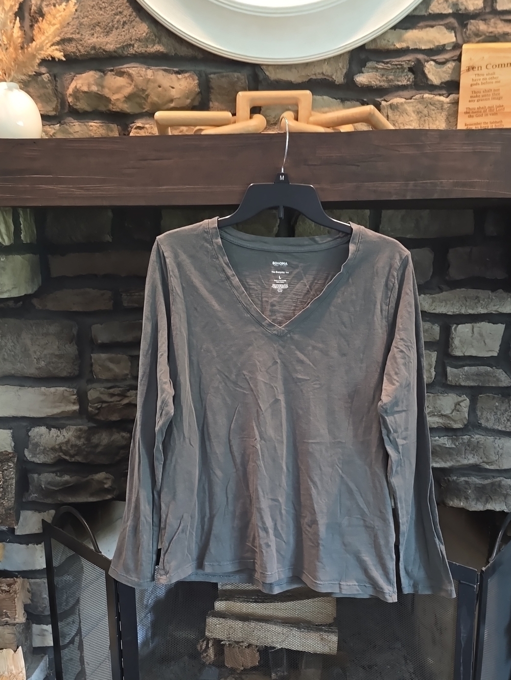 Sonoma Gray V-Neck Long Sleeve Tee